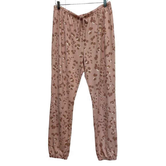 Como Blu Blush Pink Animal Print Top & Pant Lounge Pajama Set Women's Size L - Picture 7 of 13